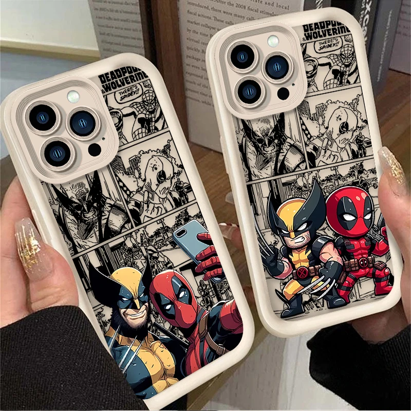 Marvel Deadpool and Wolverine Phone Case for iPhone 15 14 13 12 11 Pro Max XS X XR 8 7 6S Plus SE 2020 Soft Matte Silicone Cover