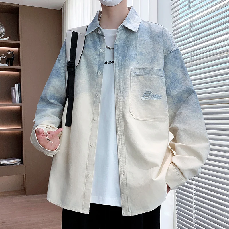 

Casual adient Color Long Sve Men's irt Faionable Stand Fit Cotton Spring Autumn New Arrival M Model irt
