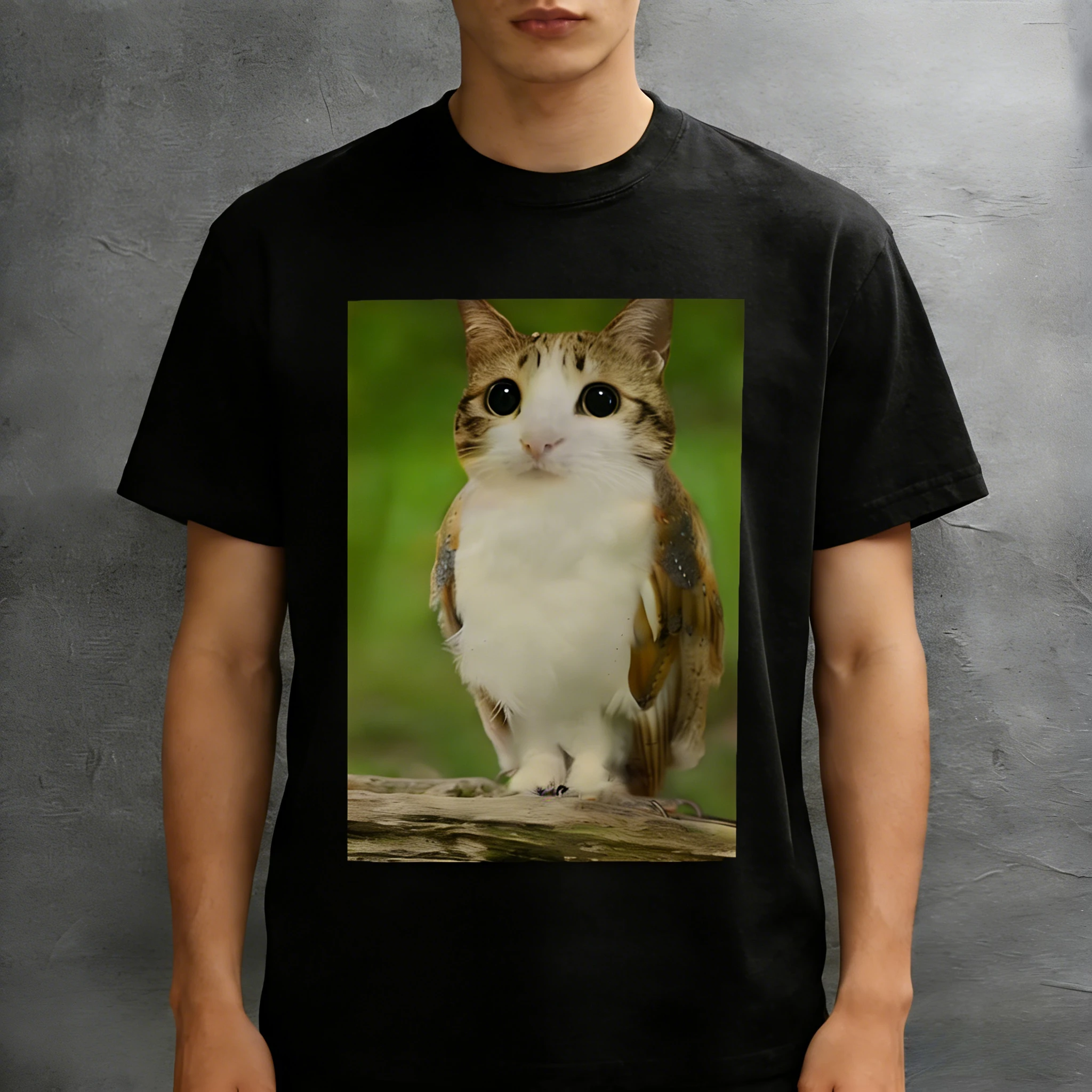 Funny Graphic Meowl Cat and Owl TShirt
