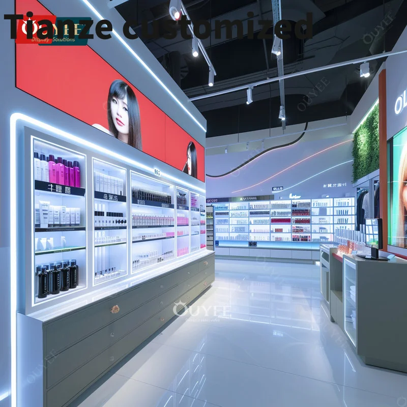 

Customized-3D Design Service Cosmetics Display Counter Perfume Shelf Display Wig Retail Display Beauty Supply Kiosk