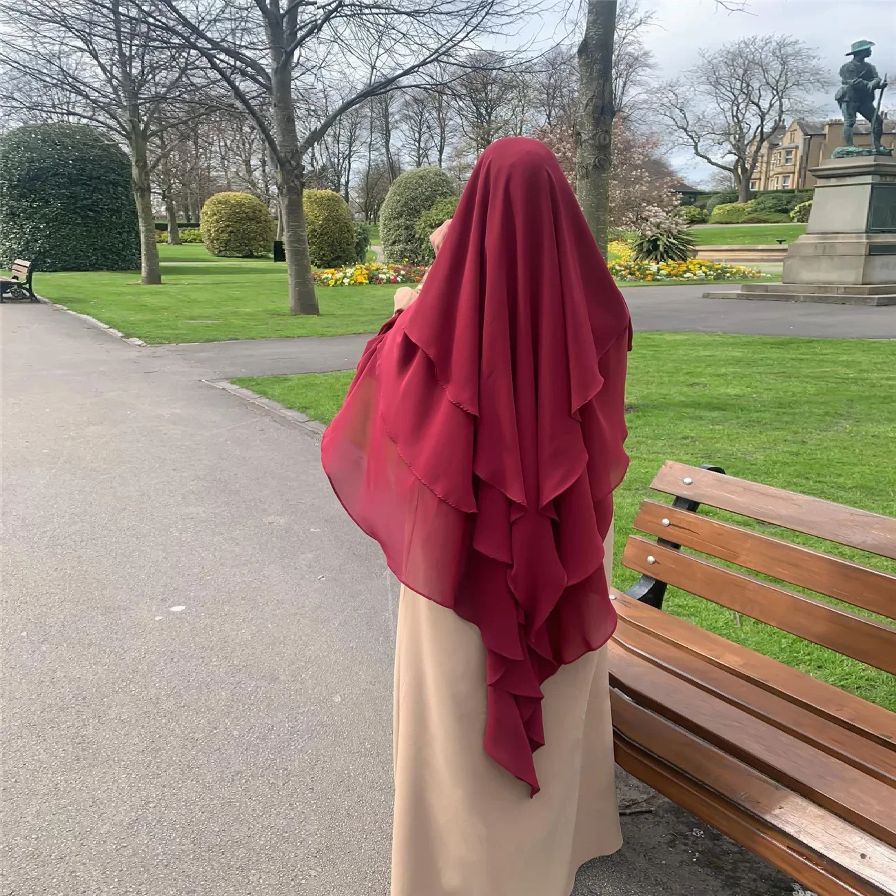 Pañuelo para la cabeza con chal árabe TURkiye, Hijab liso de tres capas de gasa, oración Khimar, Color sólido, 136x120cm