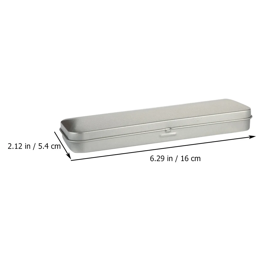 2 Pcs Pencil Cases Tinplate Stationery Box Daily Use Organizer School Silver Wear Resistant Accessories Student