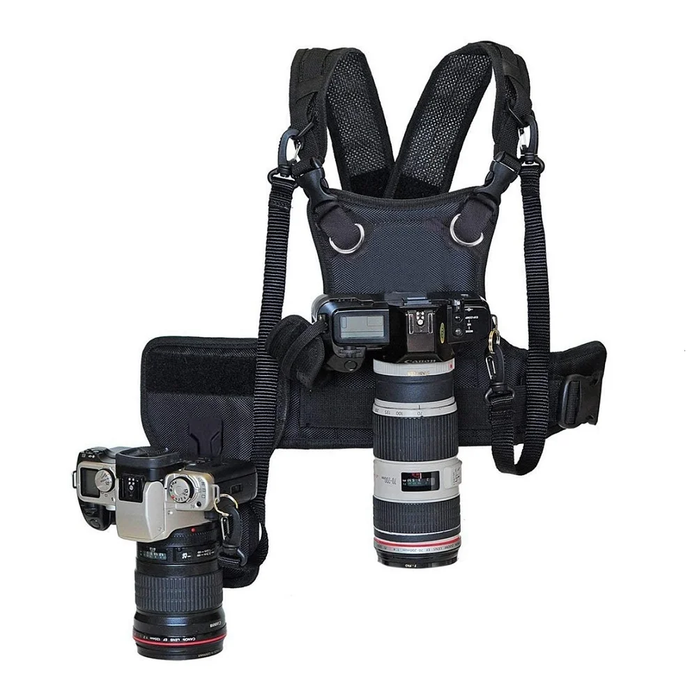 Mcoplus Dual 2 Camera Carrying Chest Vest Quick Strap Double Shoulder Camera Strap for Canon Nikon Sony Fuji A6000 A7III A9 A7II