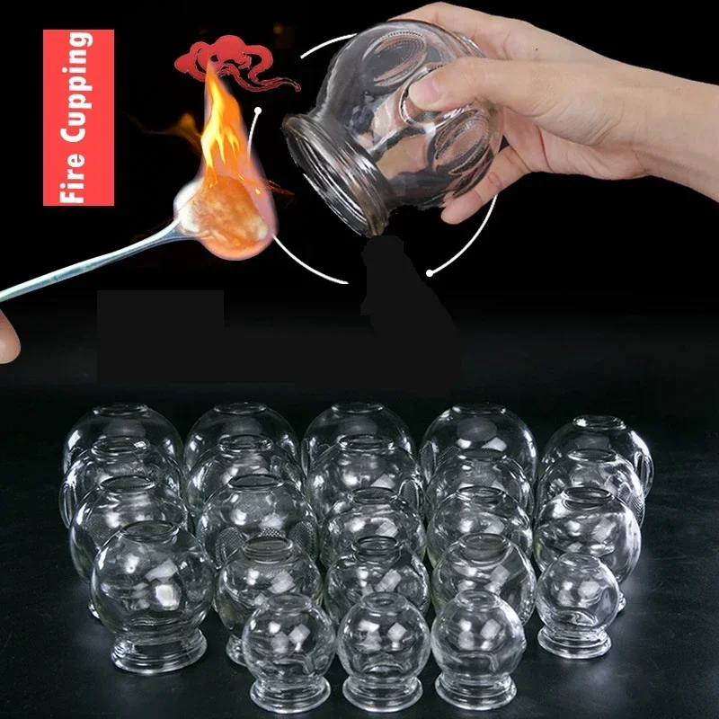 

12Pcs Glass Cupping Therapy Set Fire Cup Vacuum Cupping Physiotherapy Device Meridian Dredging Cupping Cups Cupping Physical The