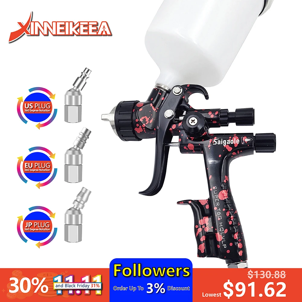 

Saigaole T60 Spray Guns Automotive Finishes High Fogging Paints Sheet Metal Spray Guns Industrial Furniture Leather Spray Guns