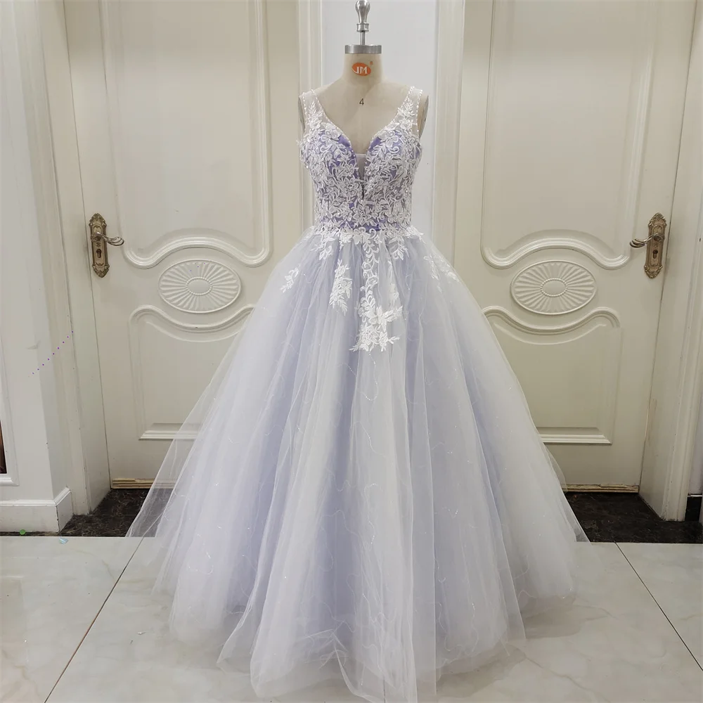 

ZJ9204 Customized Elegant A-Line Sweetheart Tulle Wedding Dress See-through Back Appliques Lace Bridal Gowns For Women