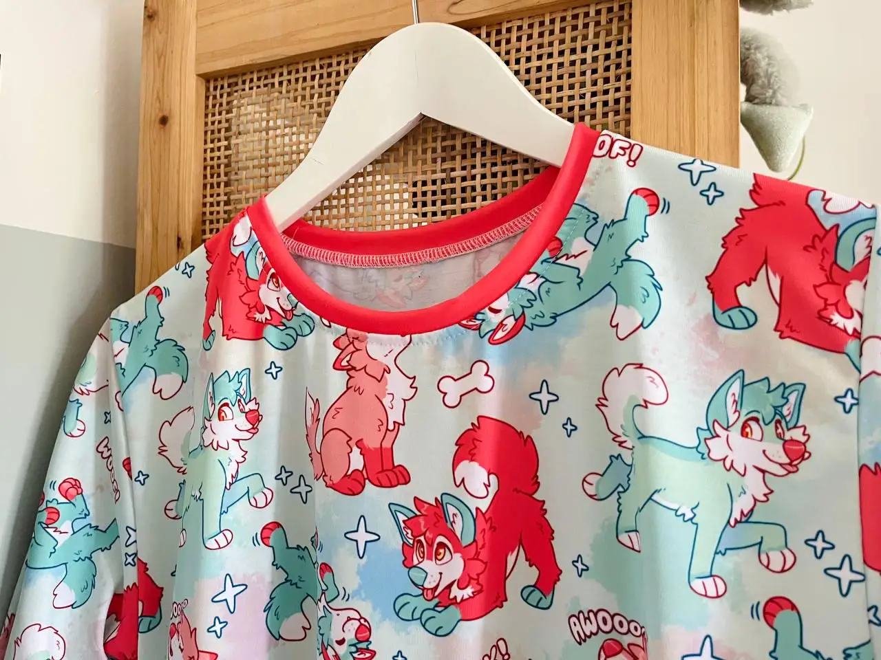 قميص Wolf Puppies _ Babyfur ABDL تي شيرت كاواي باستيل فروي مطبوع برقبة دائرية وأكمام قصيرة ملابس غير رسمية للرجال والنساء #3