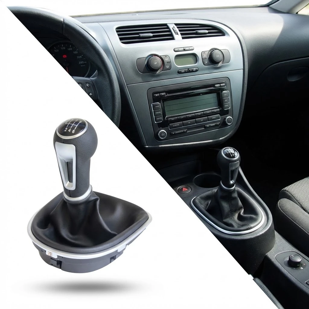 

Gear Shift Knob with Leather Boot for Seat Leon Altea Toledo Five Six Speed Manual Car Interior Accessories 2005-2012 Drivers