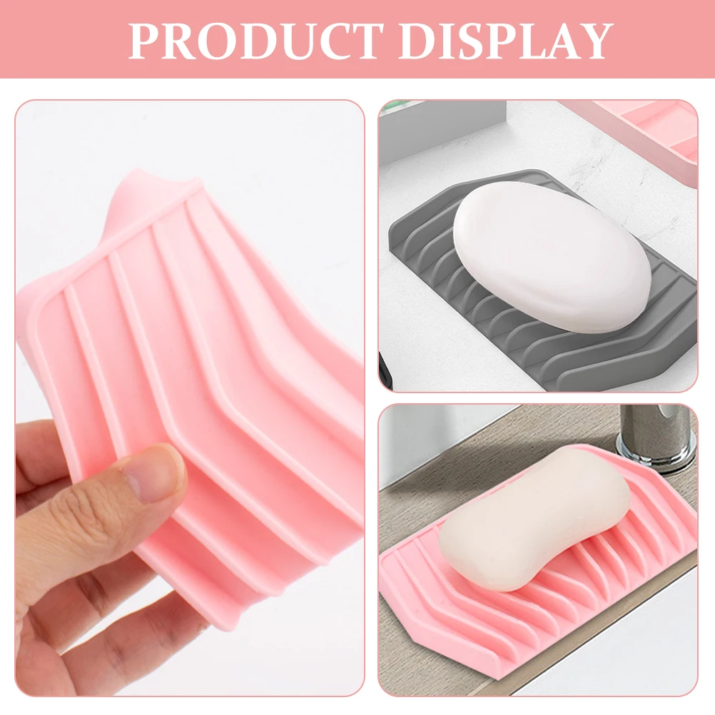 

2pcs Versatile Easy Clean Silicone Soap Holder Self Draining Tray For Bathroom Kitchen Shower