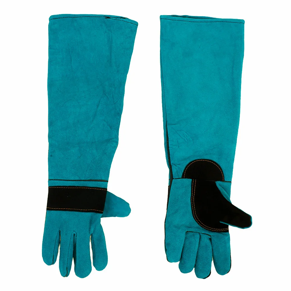 1 زوج الكلب القط مكافحة لدغة قفازات وهمية واقية تغذية التعامل مع لحام طويلة الأكمام قفازات مقاومة للخدش الأزرق