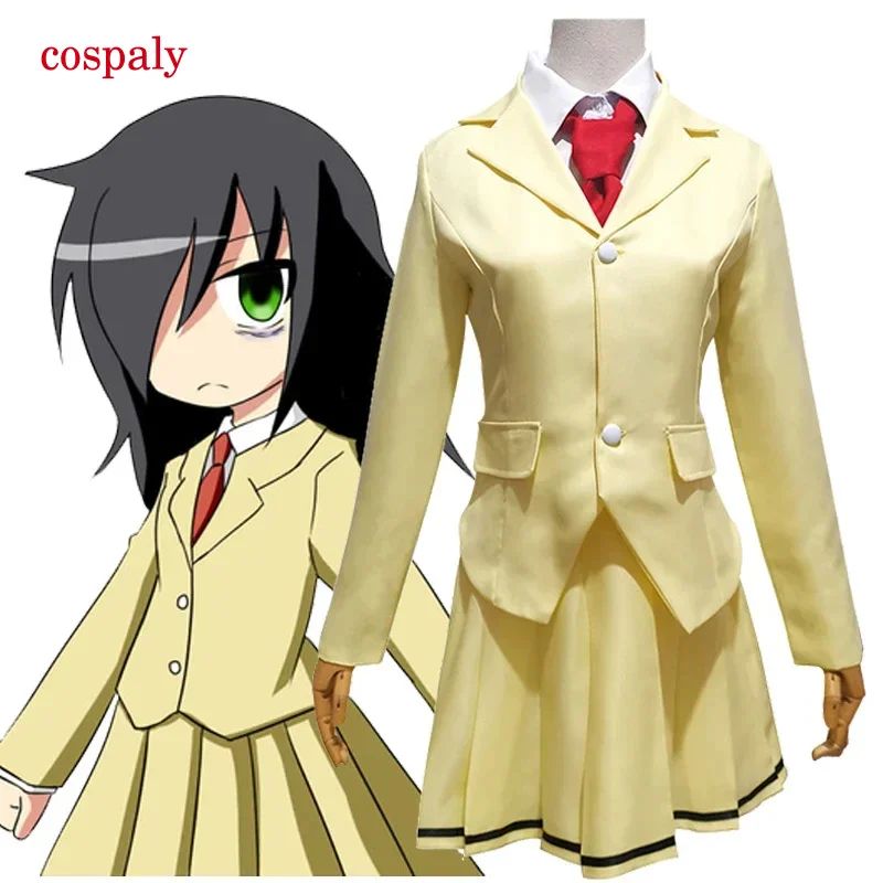 A Anime WataMote Tomoko Kuroki cosplay costume women girls lovely yellow JK skirt uniform outfits Halloween Carnival party suit