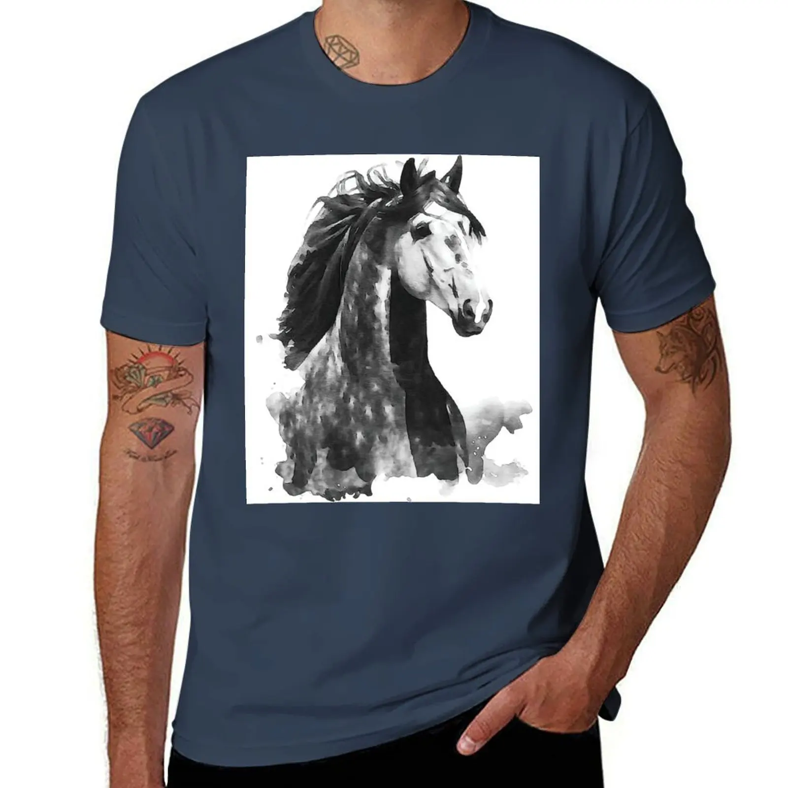 Lusitano caballo camiseta hombres camiseta algodón 100% camisetas algodón 100% hombre Camiseta de algodón