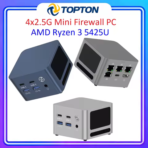 Topton Pocket Mini PC AMD Ryzen 3 5425U 8GB LPDDR4 Desktop 4x2.5G LAN Firewall Mini Computer Proxmox pfSense OPNsense PC Server