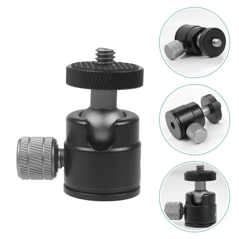 

2 Pcs Tripod Spherical Head Mount Mini Black Aluminum Alloy Adapter