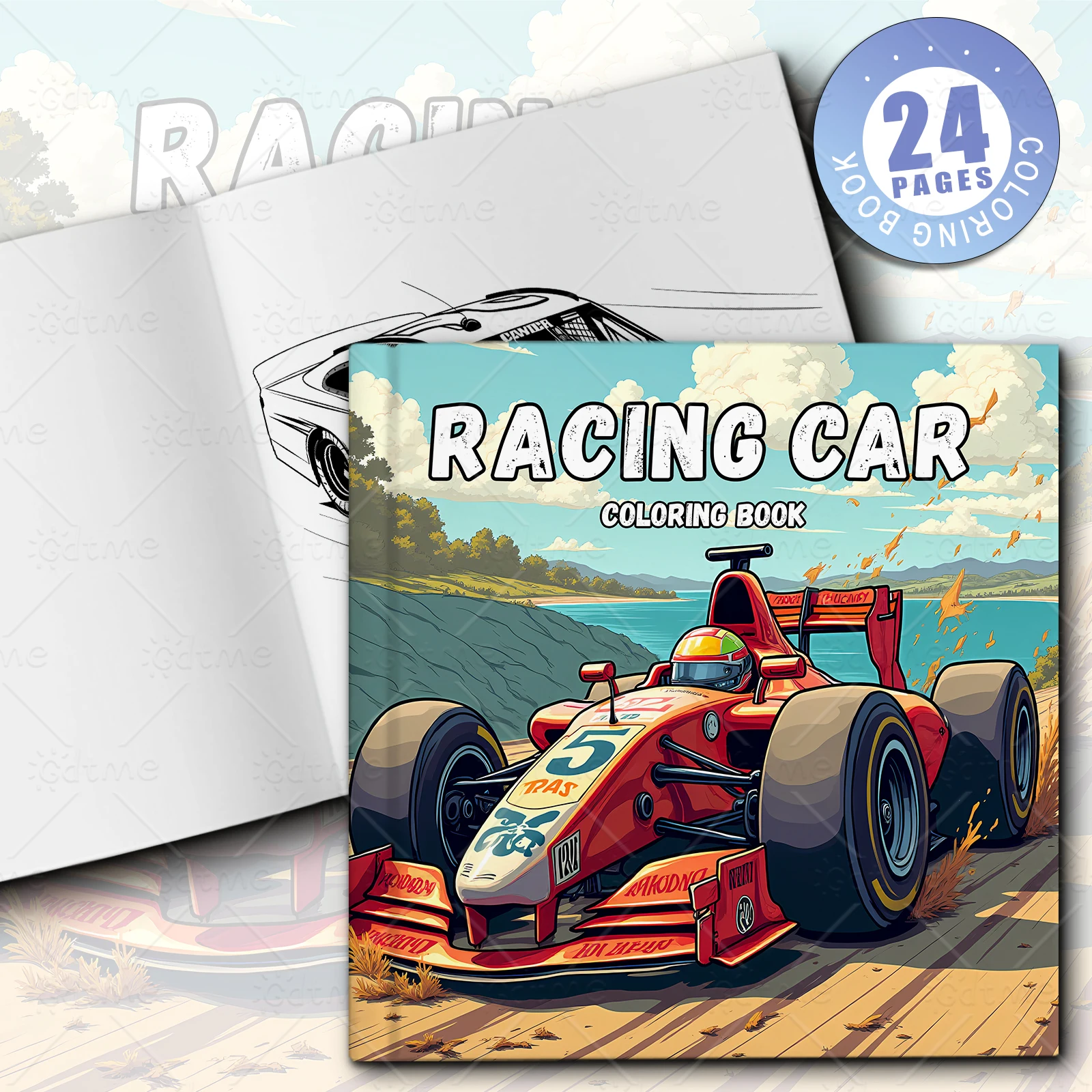 RACING CAR Coloring Book Simple Joys Stress Relief Drawing Book Perfect Gift for Party and Birthday Christmas image 2