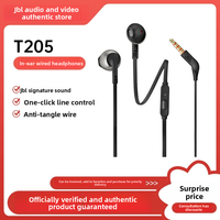 Genuine JBL T205 Semi-In-Ear Headphones Over-Ear Hook Wired Remote Earbuds With Mic Heavy Bass for Phone Call Daily Use