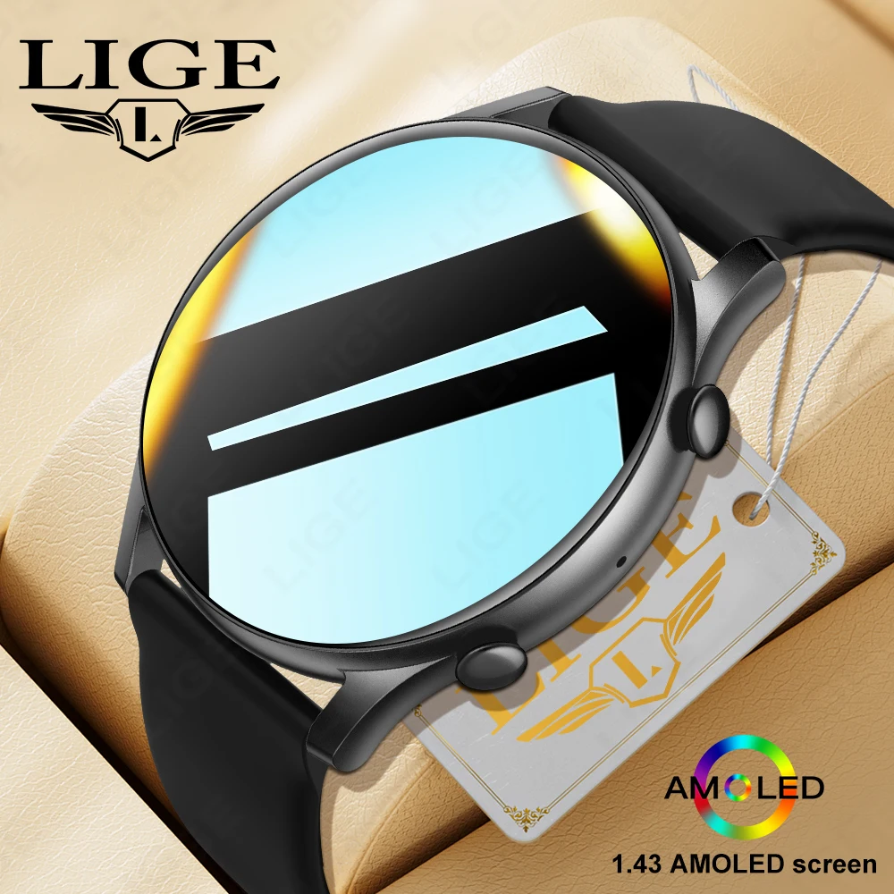 LIGE 2024 Newest Smartwatch for Men Women AMOLED HD Screen Smart Watch for Android iOS Sport Smart Bracelet Ladies Wristwatch