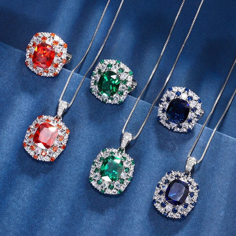 

Gold-Plated Jewelry Colorful Gemstone Square Diamond Set Main Stone 10*12