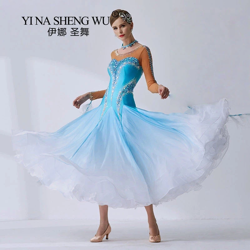 The New National Standard Modern Social Dance Performance Competition Costume Gradual Change Big Swing Dress Clothes for Women