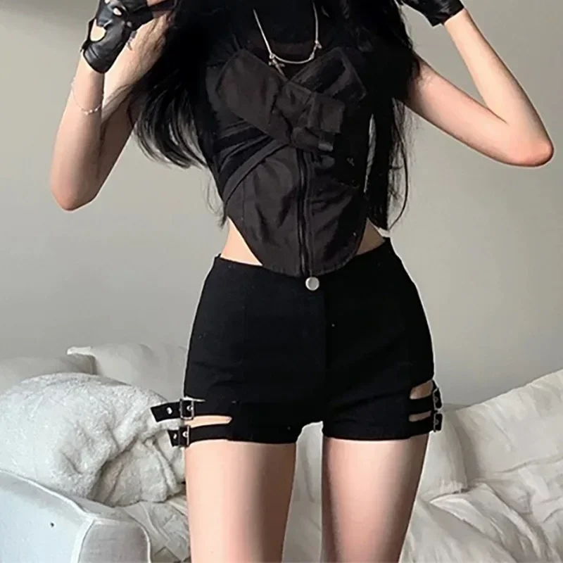 2025 New Summer Women's Sexy Elastic Black High Waisted Shorts Hot Pants Nightclub Bottom Short Femme Booty Shorts