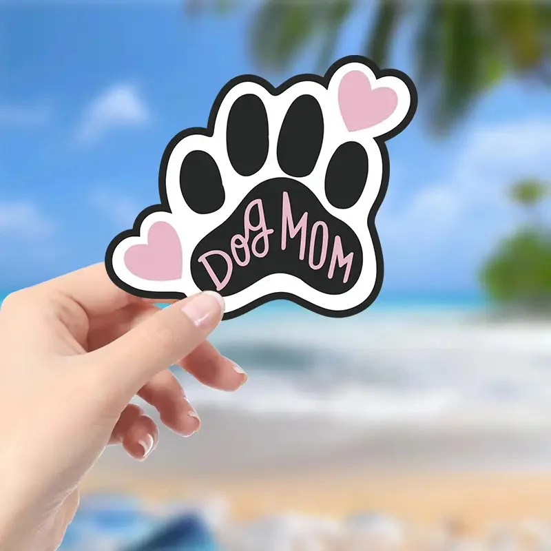 Dog Mom Paw Print Self-Adhesive Vinyl Decal, Used for Car Windows, Bumper, Laptops, Waterproof Exterior Car Accessories