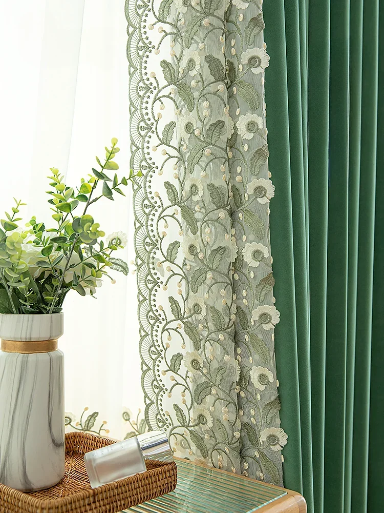 Embossed Embroidered Luxury Modern Simple French Curtains for Living Room Bedroom Australian Cashmere Blackout Custom