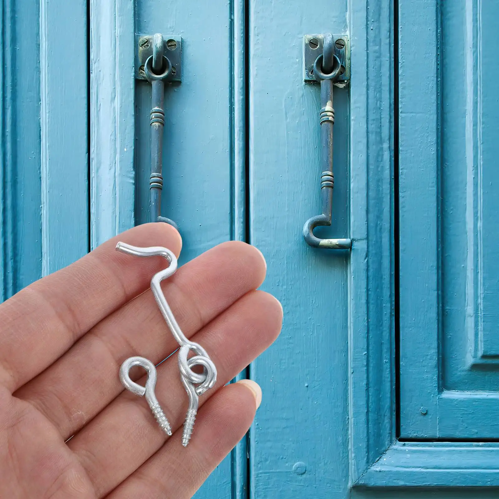 4 set 24x38mm Metal Door Hooks Latches Windproof Hardware for Windows Doors Secure Fixing Home Office Door