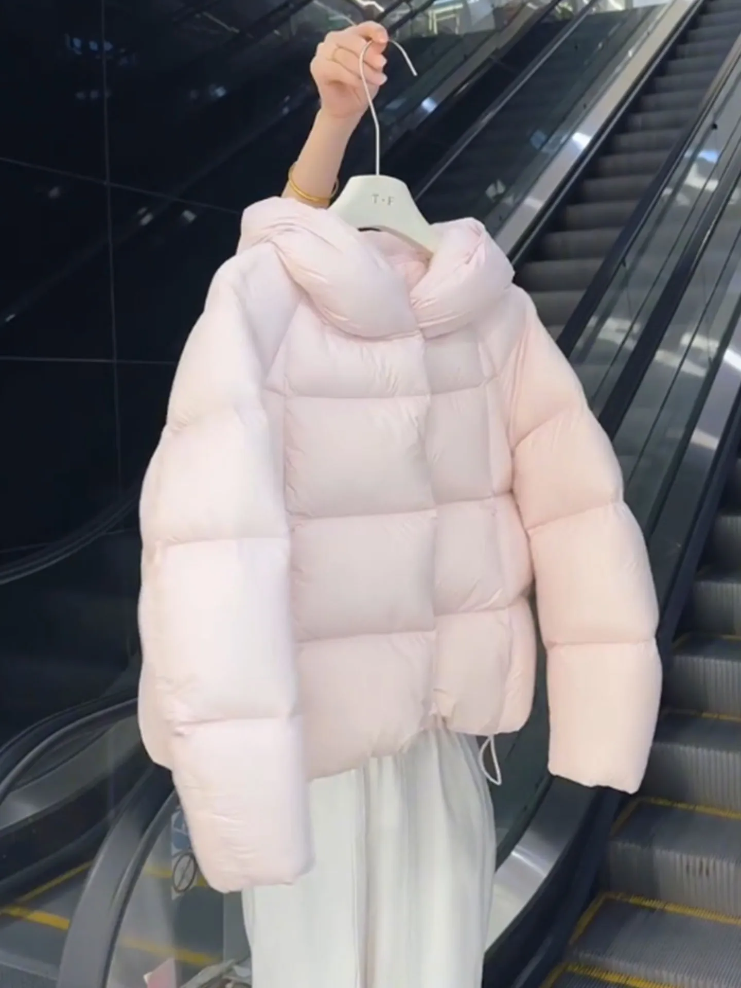 Bonito rosa ort feminino para baixo jaet 2025 inverno novo sle alta sensação com capuz pão tamanho pequeno casaco outerwear
