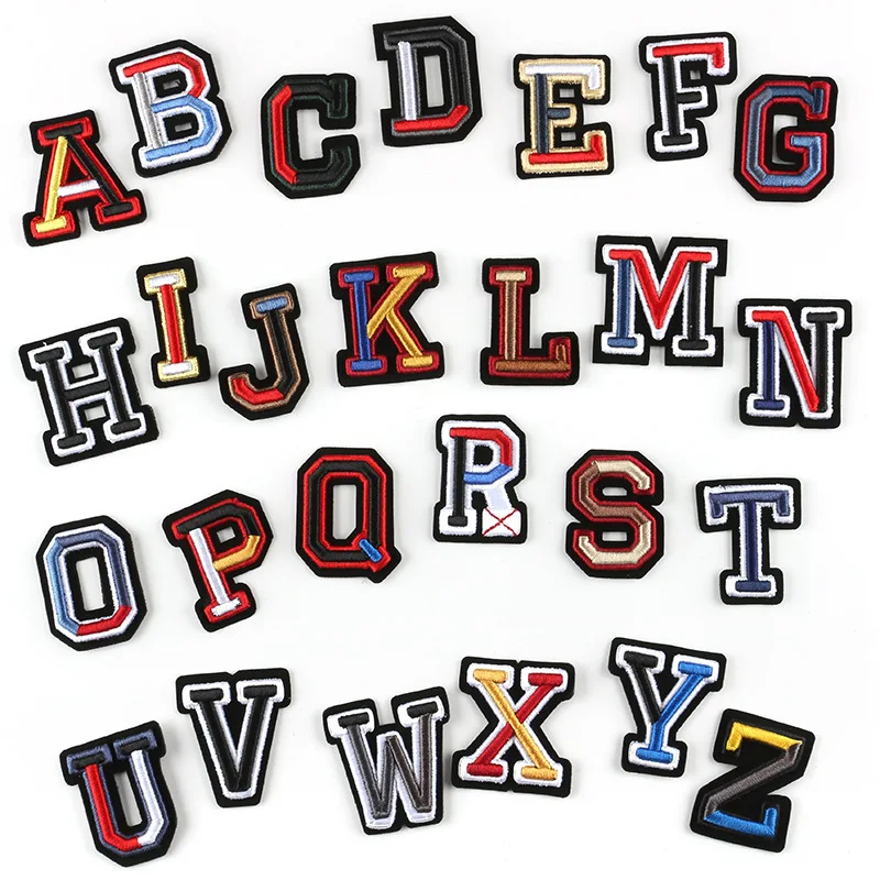 High Grade Cool 26pc Letters 3D Embroidered Sew on Patches for Clothing Stickers Iron-on Clothes Biker Appliques Stripes Badge