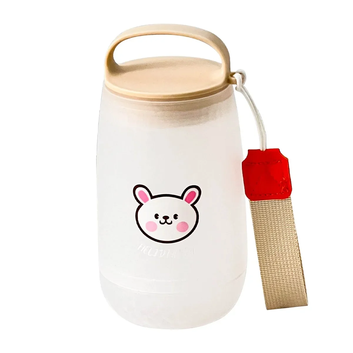 Dubbele plastic waterfles met handvat en koord, herbruikbaar, lekvrij, geschikt voor zowel koude als warme dranken, ideaal voor kinderen en studenten.