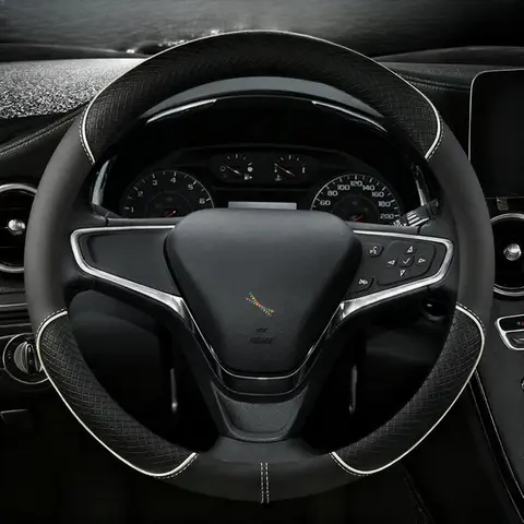 For Chevrolet Cruze Malibu Sail Spark Captiva Equinox Trax/Tracker AVEO Lova RV Car Steering-Wheels Cover 38cm 15" Leather