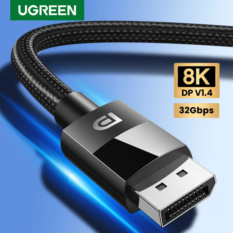 Ugreen 8k displayport cabo para tv xiaomi 4k 144hz dp 1.4 cabo 32.4gbps para pubg jogo pa…