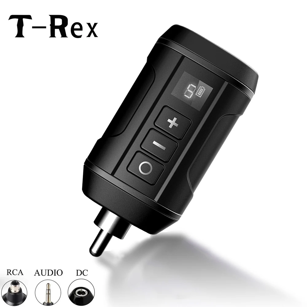 

T-Rex Wireless Tattoo RCA/DC Power Supply Mini Portable Battery 1800mAh Lithium with LED Digital Display for Rotary Tattoo Pen