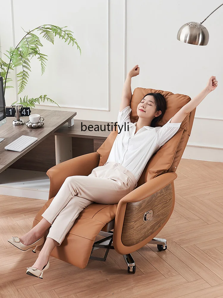 Leather Boss Electric Office Computer Large Class Home Business Seat Comfortable Long Sitting Desk Chair