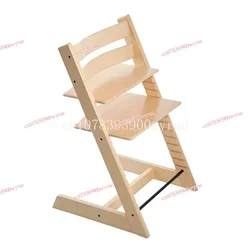 Solid wood adjustable learning chair,Children's growth chair, oak baby dining chair