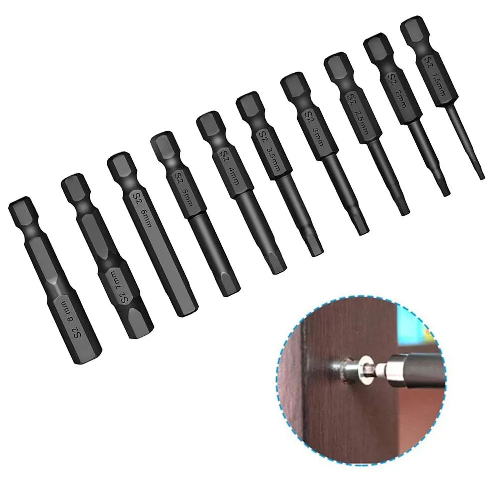 10 Pcs Magnetic Screwdriver Bits Hex Head Bit Set 1/4 Inch Electric Screwdriver Wrench Driver Bit Set Driver Tool