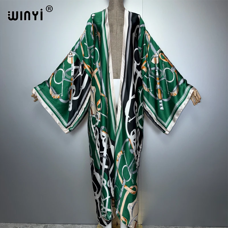 Winyi 2026 boho quimono maxi beach wear cobrir vestido de festa de férias abaya dubai luxo mulher muçulmana moda frente aberta kaftan