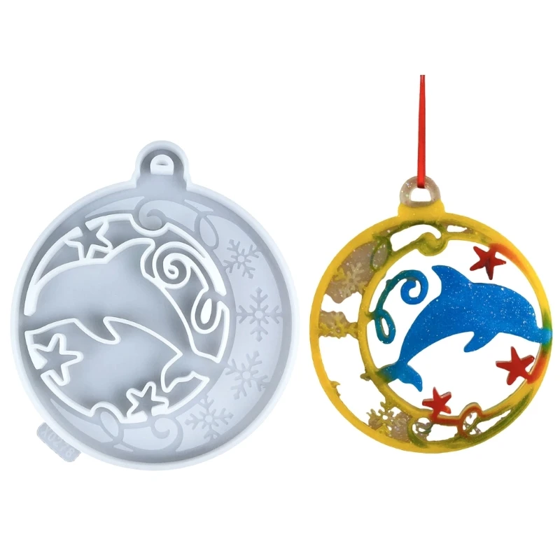 Handmade Jewelry Decoration Mould Key Chain Hangings Epoxy Resin Christmas Tree Dolphin Pendant Mold Gift Accessories