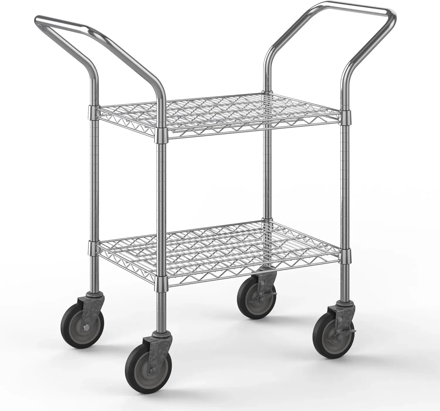 Chrome Heavy Duty Utility Cart | 2-Tier | NSF Commercial Storage Rack Mobile Unit | Storage and Mobility Solution for Your Busin