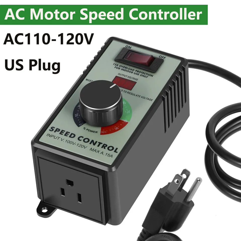 Router Speed Controller With Digital Display – 15A Overload Protection, Stepless 0-120V, 100-120V Input, For Angle Grinders & Fans (US Plug)
