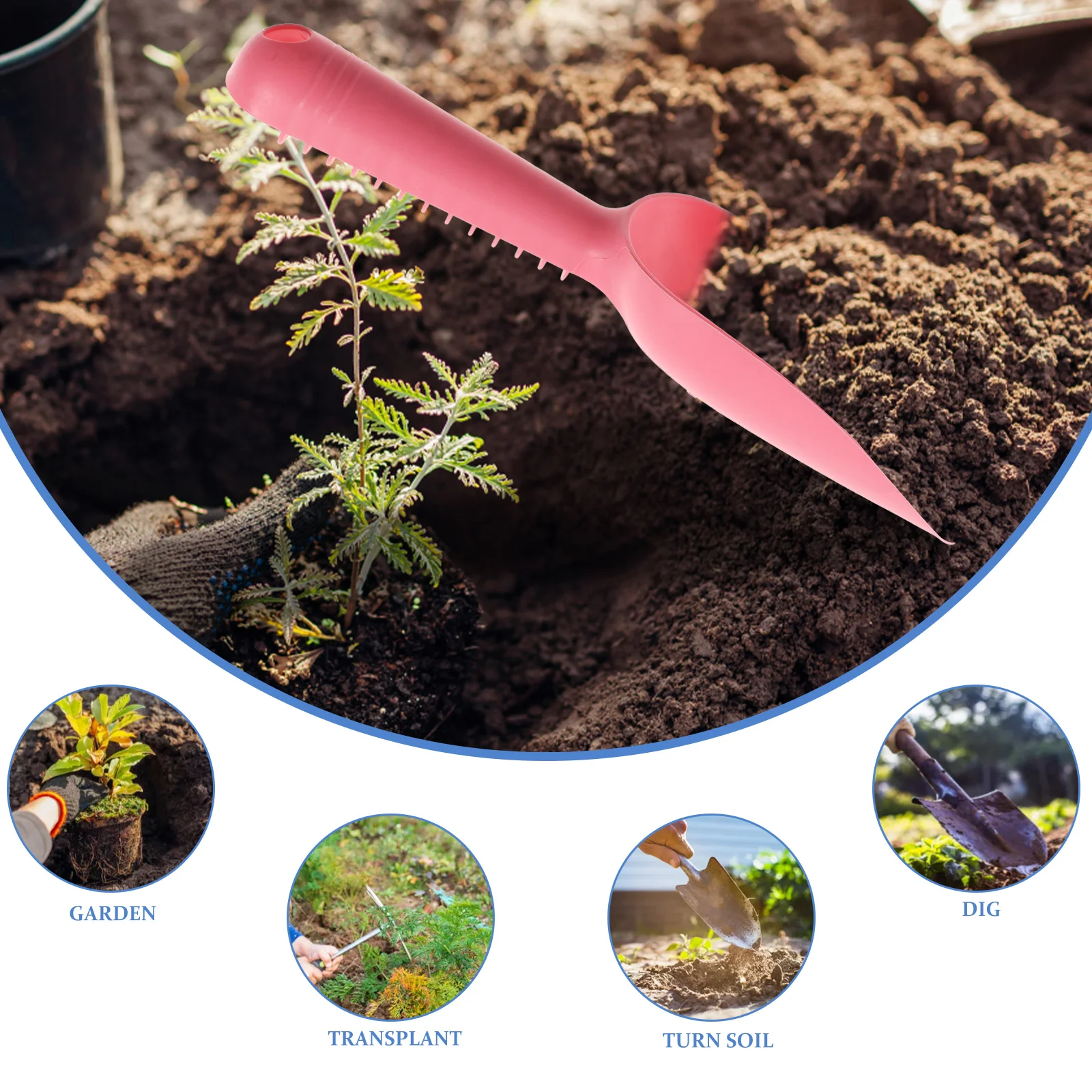 

2 pcs Durable Plastic Hand Shovels for Planting Centimeter Marks Garden Tools Blue Lightweight Soil Loosening Shovel