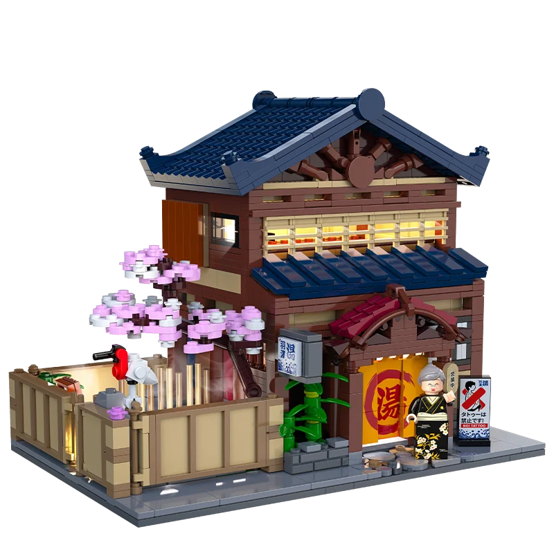 Cada Japanse Sushi HouseBricks Winkel LED Japanse Gestoomde Broodje Huis Bouwstenen Zomer Cafe cada Speelgoed Street View Serie set