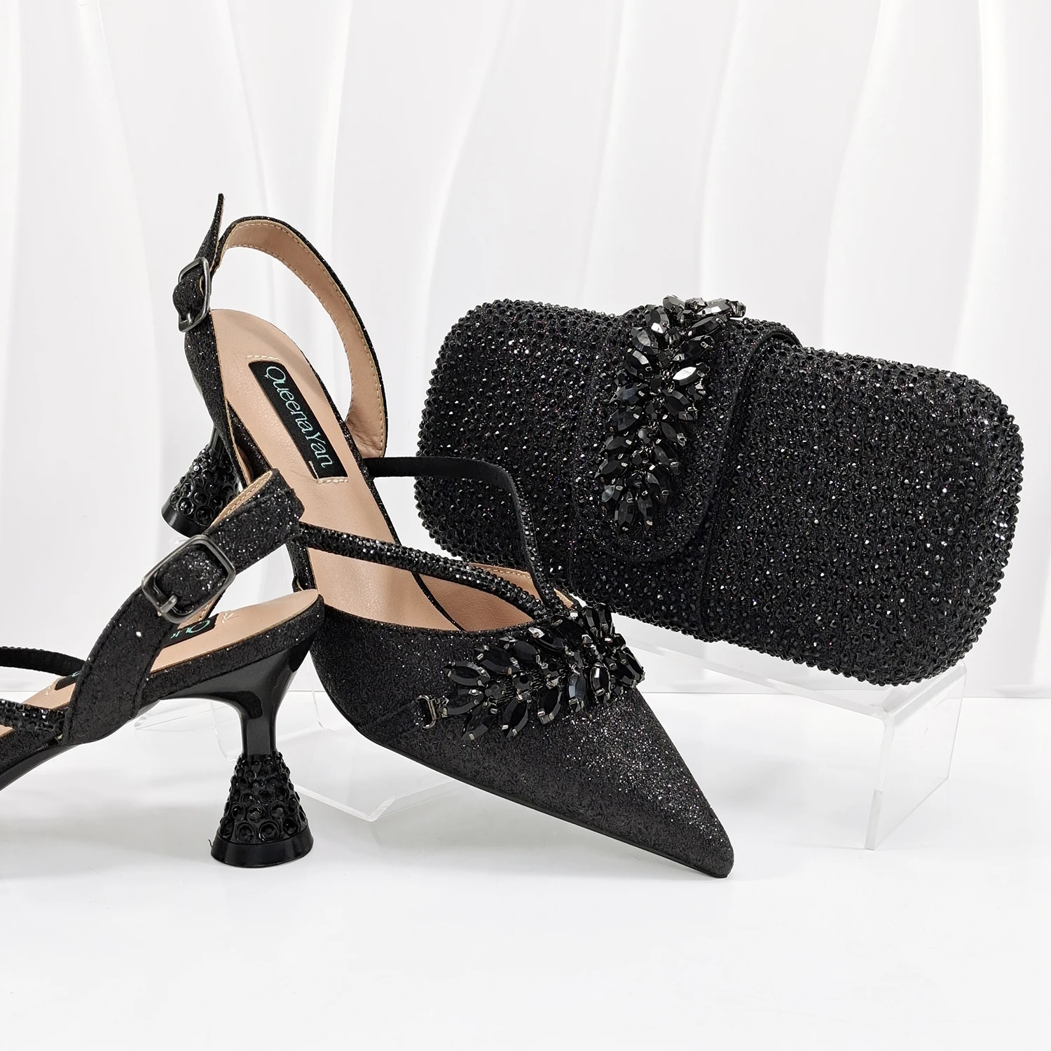 Doershow African fashion Italian Shoes And Bag Sets For Evening Party With Stones SILVER Italian Handbags Match Bags! 1-1