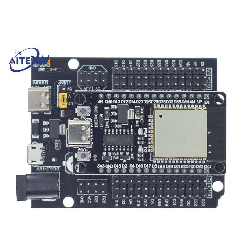 Placa de desarrollo ESP32 CH340C WiFi + Bluetooth, placa de expansión de ESP32-DevKitC-32 de doble núcleo de potencia ultrabaja, ESP-WROOM-32