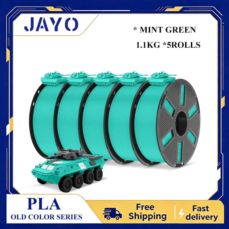 JAYO PLA Filament 5 Rollen 3D-Drucker Filament PLA 1,75mm Passend für die meisten FDM 3D-Drucker Wiederverwendbare Spule mit 3D-Filament-Nachfüllungen 1,1KG/Rolle