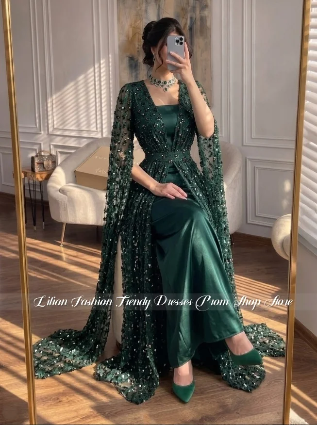 Customized Emerald Green Evening Gown Sparkling Shawl Formal Prom Dress Mother-of-the-Bride Dress Wedding Party Dress 2026