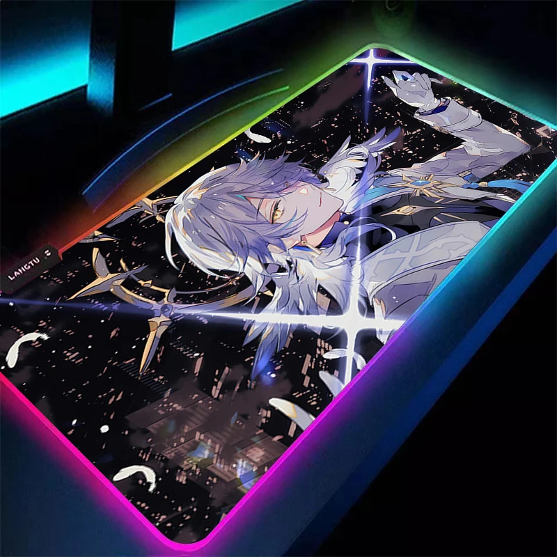 

LED Mouse Pad Gaming Dywan Gamer Keyboard Pad RGB Laptop Honkai Star Rail Sunday Desk Mat Table Carpet HD Mousepad For Computer