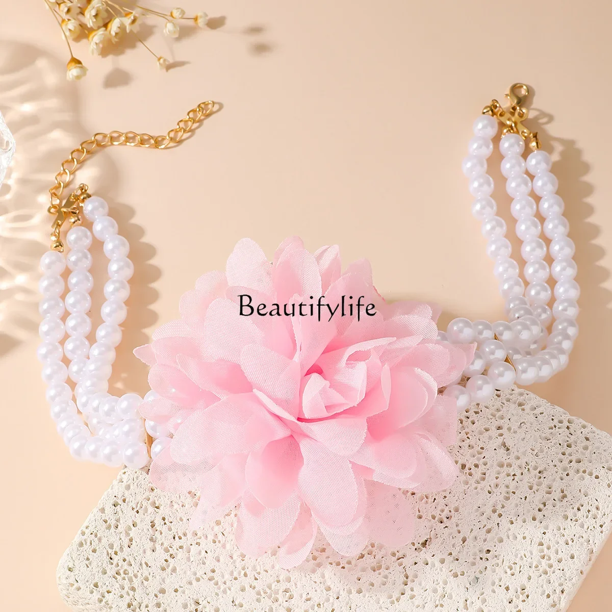 

Autumn and winter retro exaggerated multi-layer imitation pearl yarn wide chain, dinner accessories