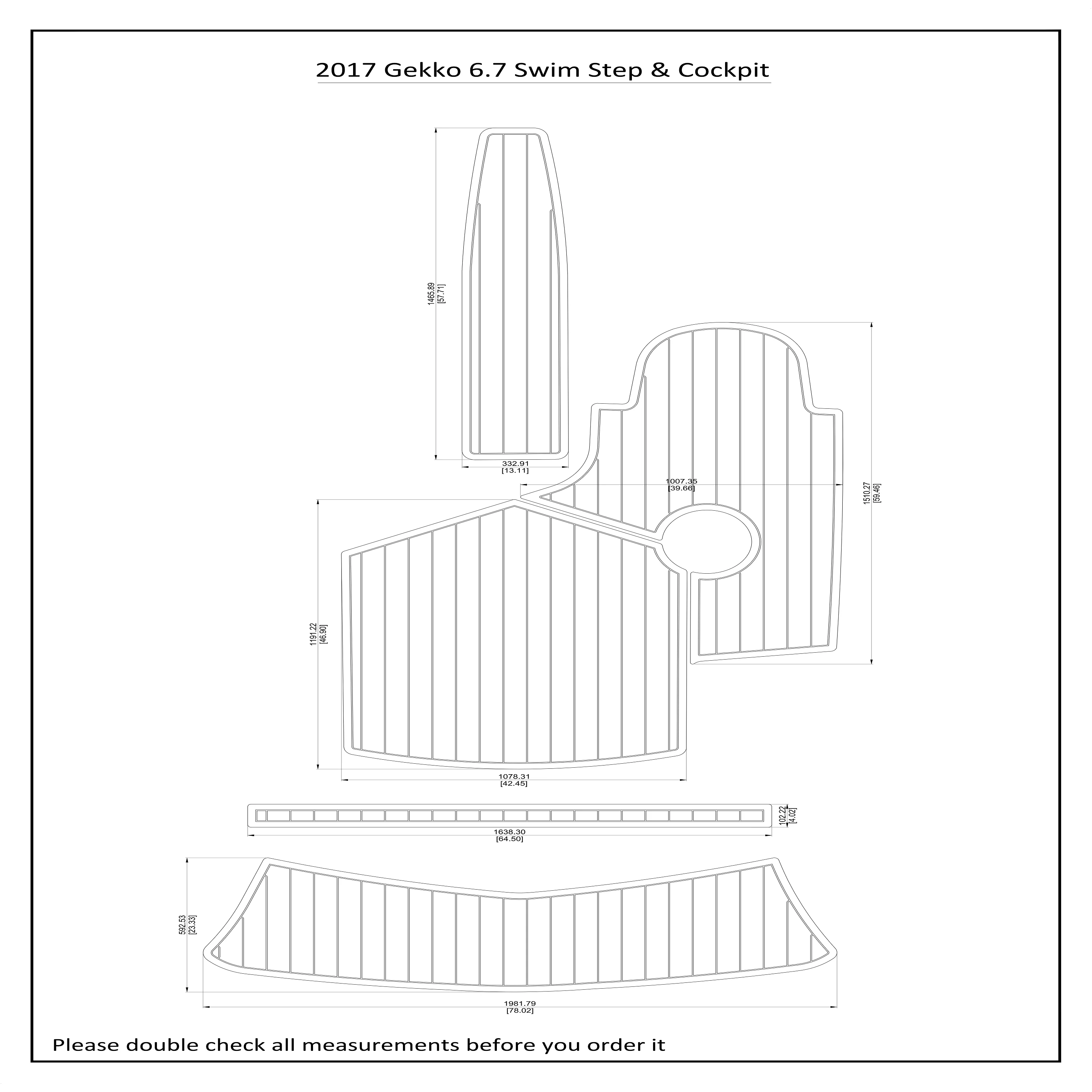 

2017 Gekko 6.7 Swim Step Cockpit Boat EVA Faux Teak Deck Floor Pad