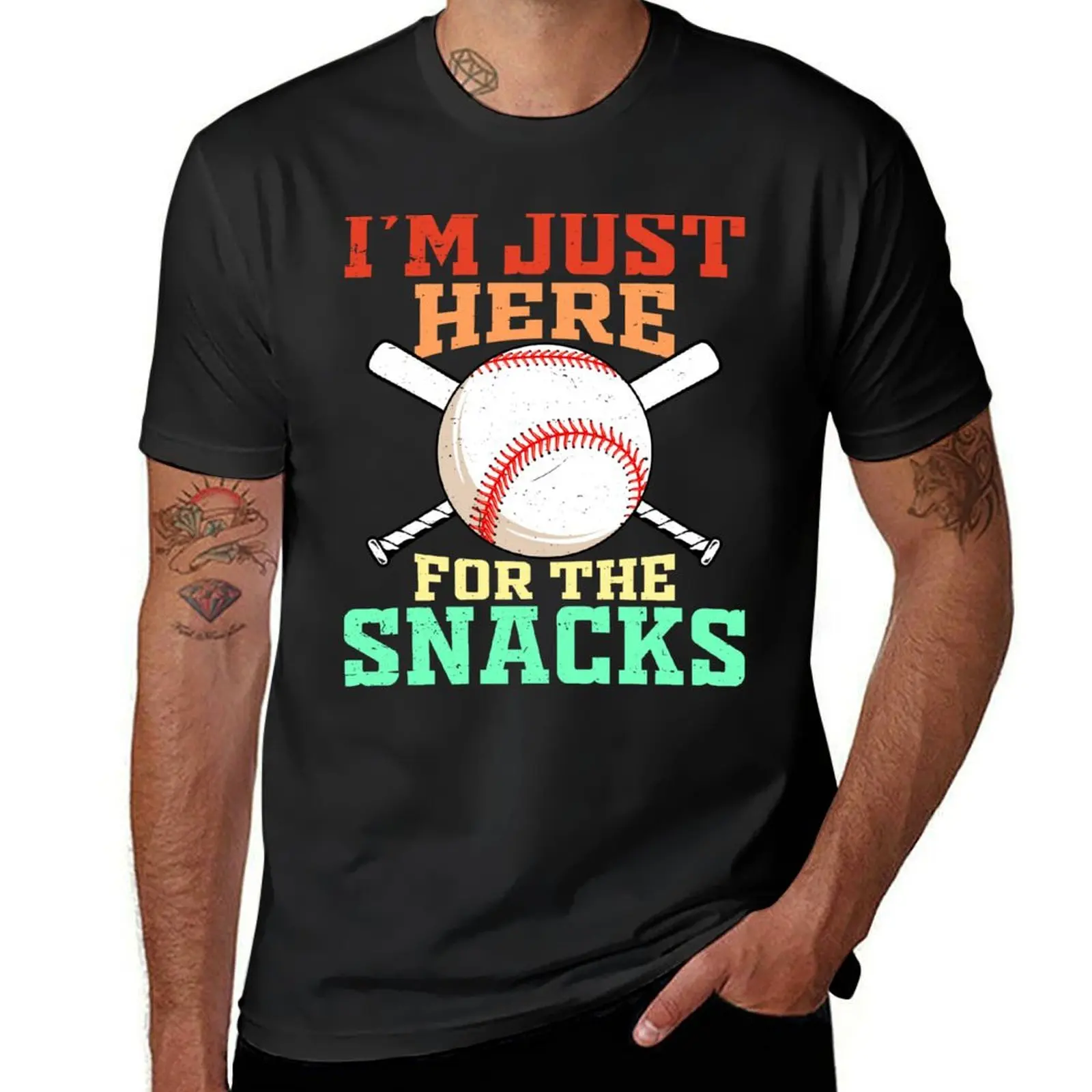 I'm Just Here For The Snacks Baseball T-Shirt kawaii clothes summer tops black t-shirts for men